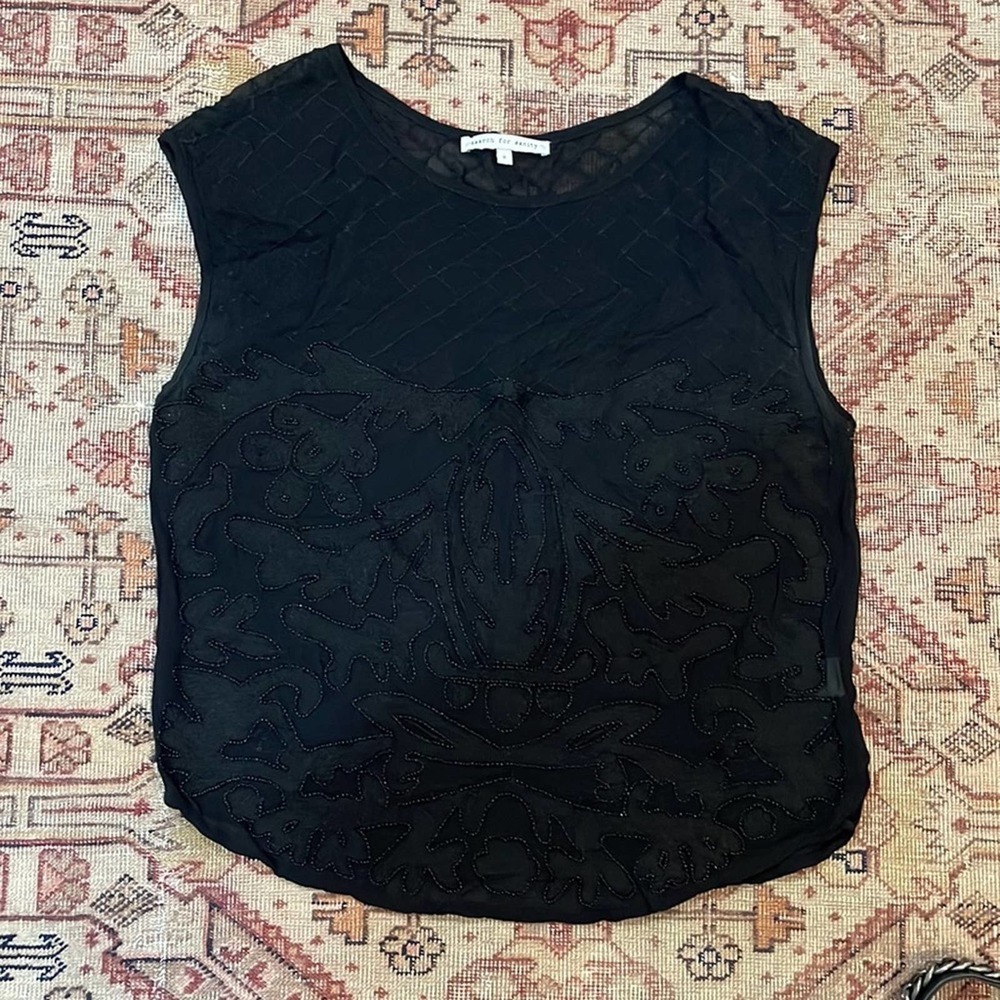 Search for sanity sequin embellished black sleeveless blouse small - Picture 2 of 5
